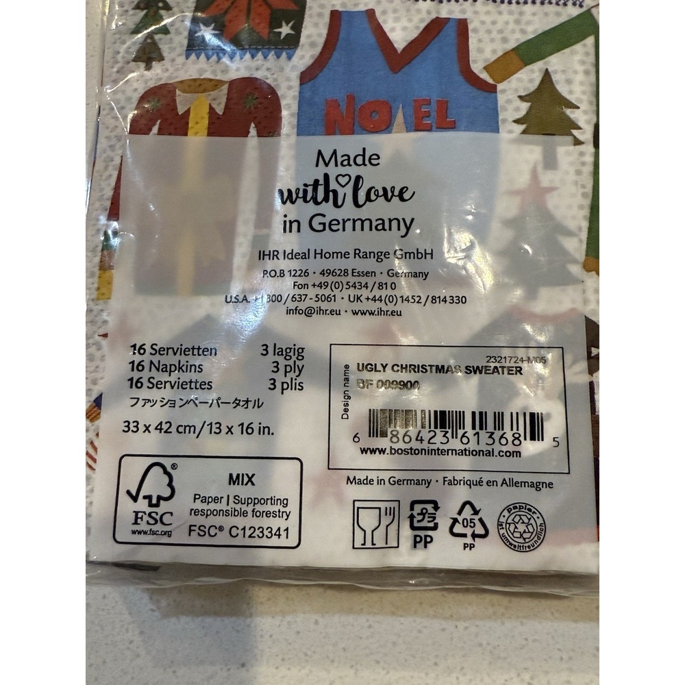 ihr Holiday Christmas Paper Napkins Ugly Christmas Sweaters New Package - Picture 4 of 4
